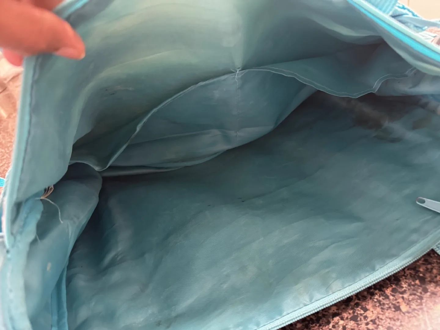 Baby Diaper Bag - Teal and Grey Wavy Pattern image indicator(2)