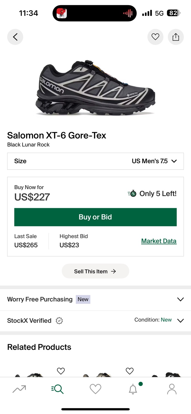 Salomon XT-6 Gore-Tex Trail Running Shoes