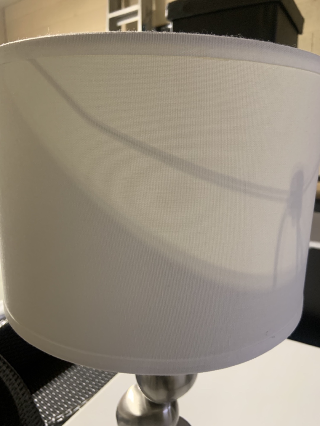 Modern Brushed Nickel Table Lamp with Off-White Shade - photo 2