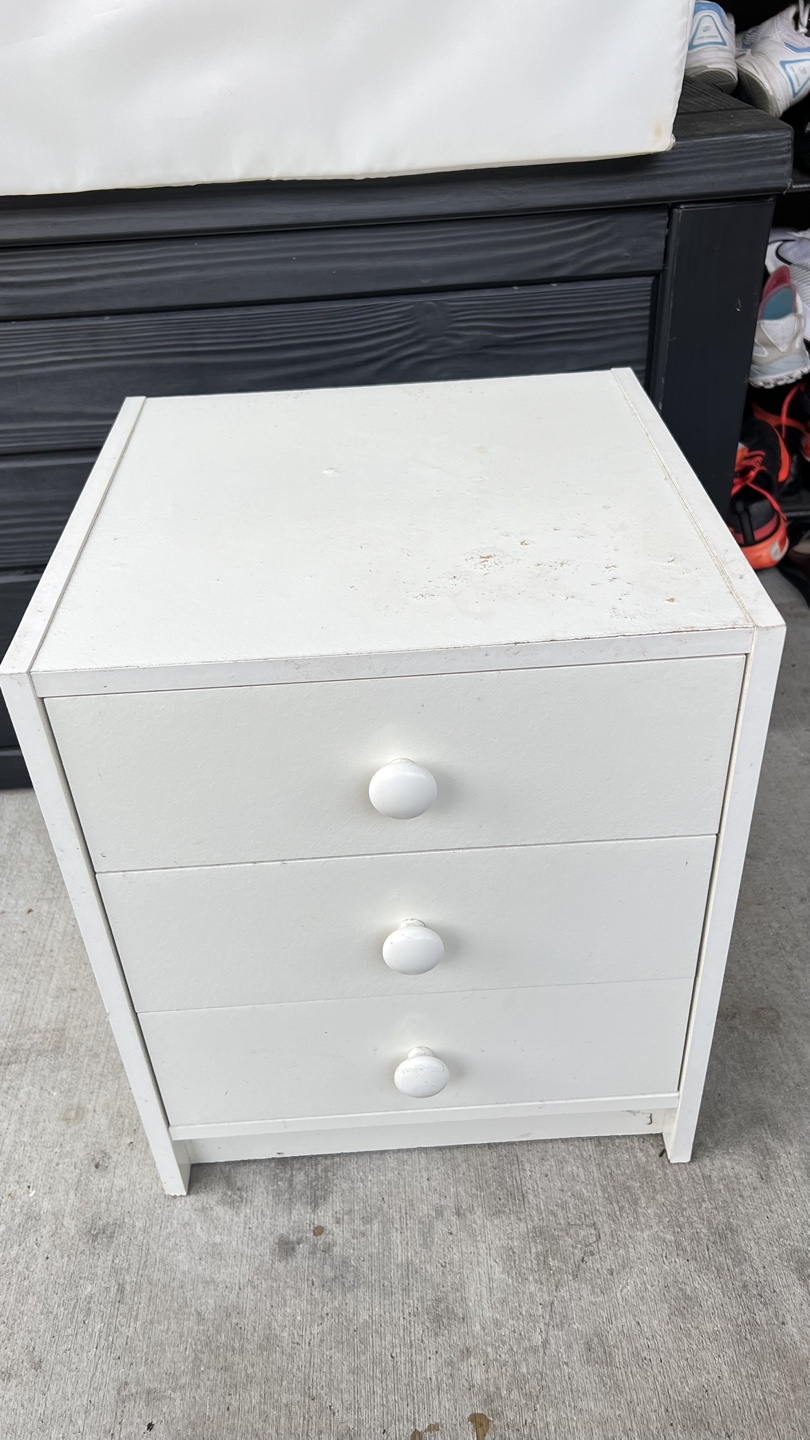 White Three-Drawer Nightstand