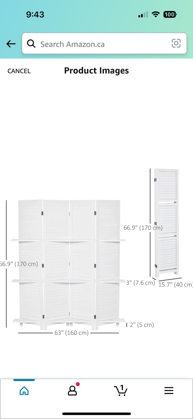 White Wooden Room Divider with Shelves - photo 4