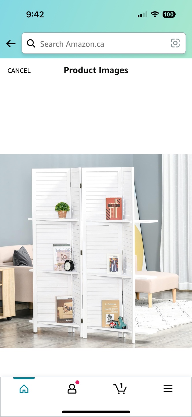 White Wooden Room Divider with Shelves - photo 5