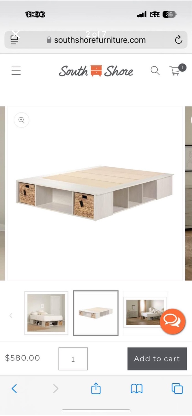 South Shore Queen Platform Bed with Storage