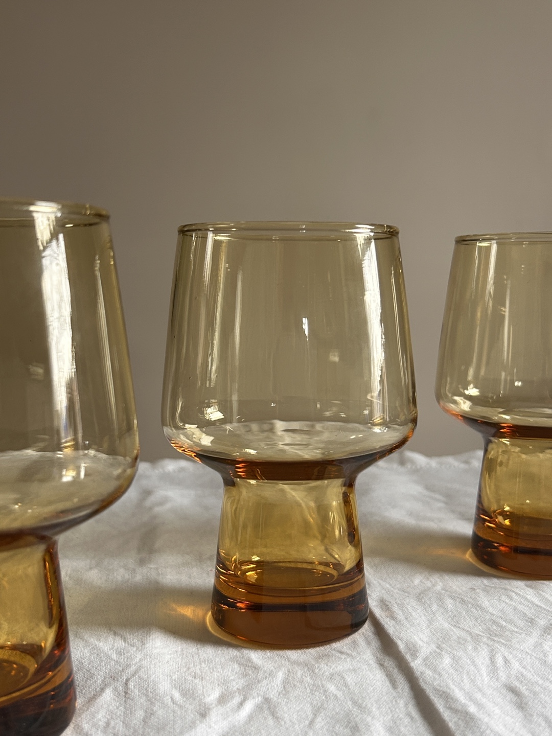 Set of Three Amber Tumblers
