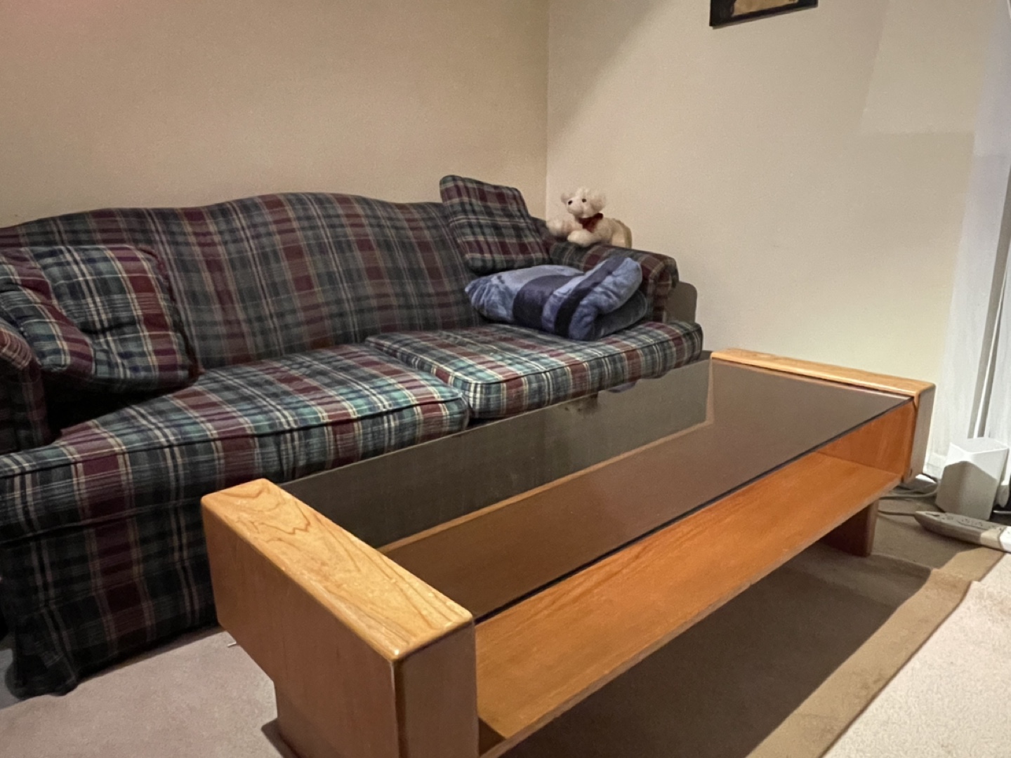 Solid Oak Coffee Table with Glass Top