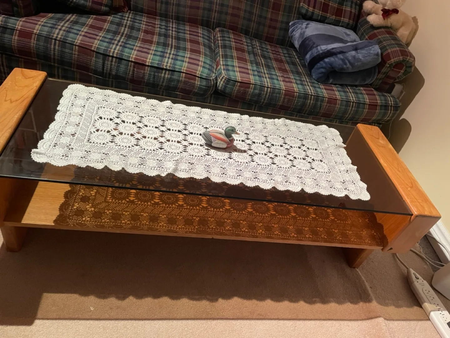 Solid Oak Coffee Table with Glass Top image indicator(3)