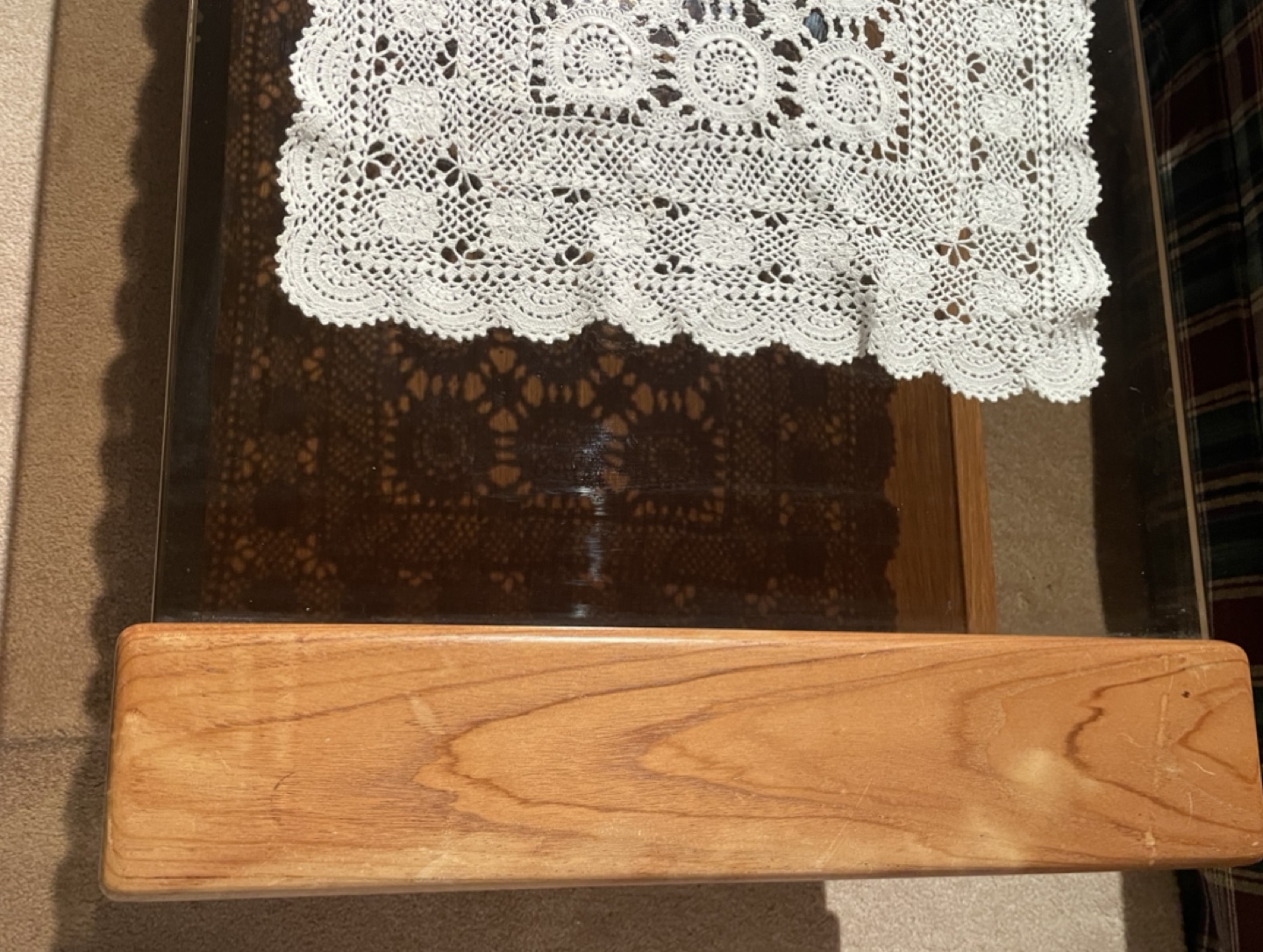 Solid Oak Coffee Table with Glass Top - photo 5