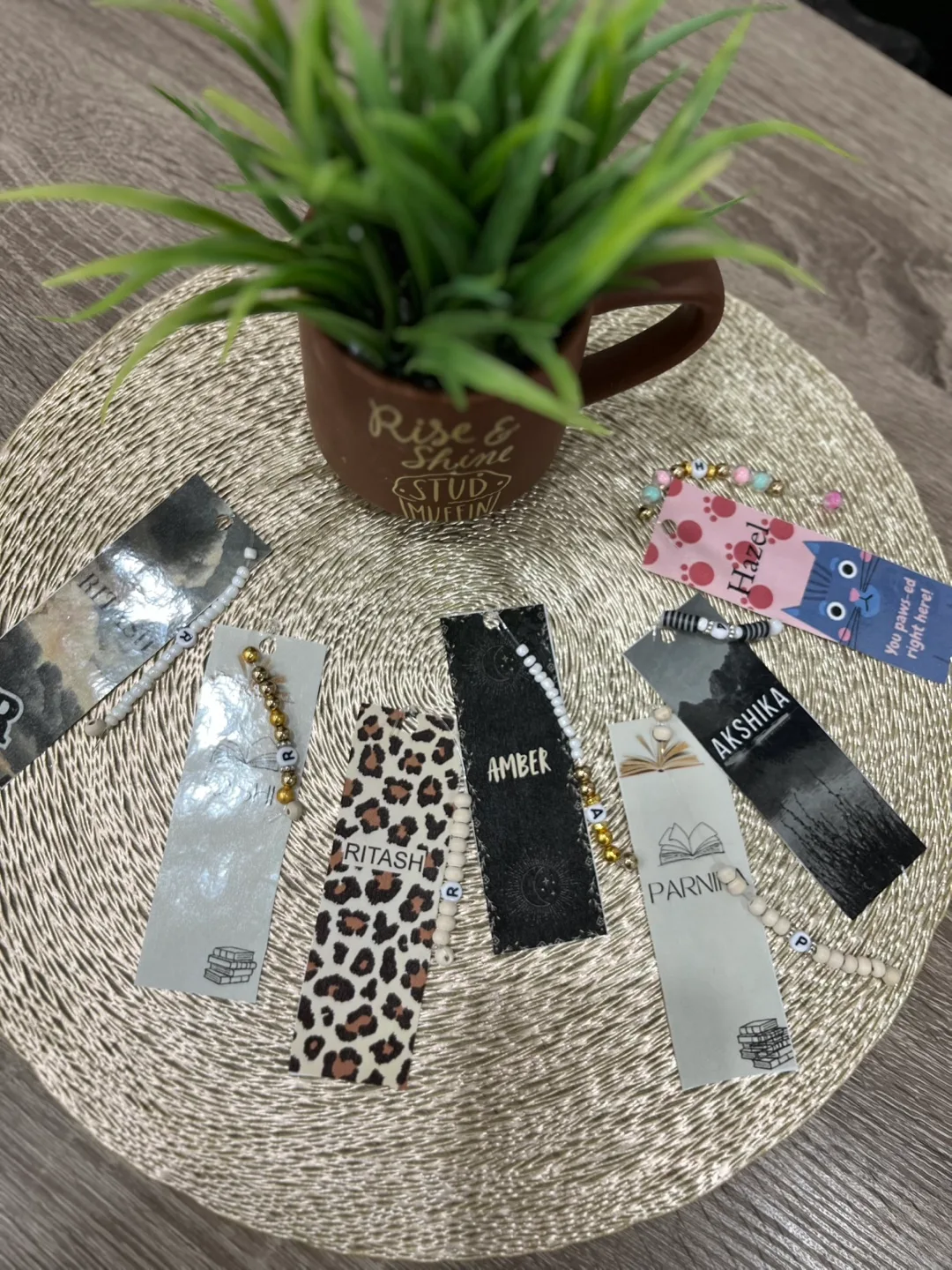 Personalized Bookmark with Beaded Bracelet Charm thumbnail