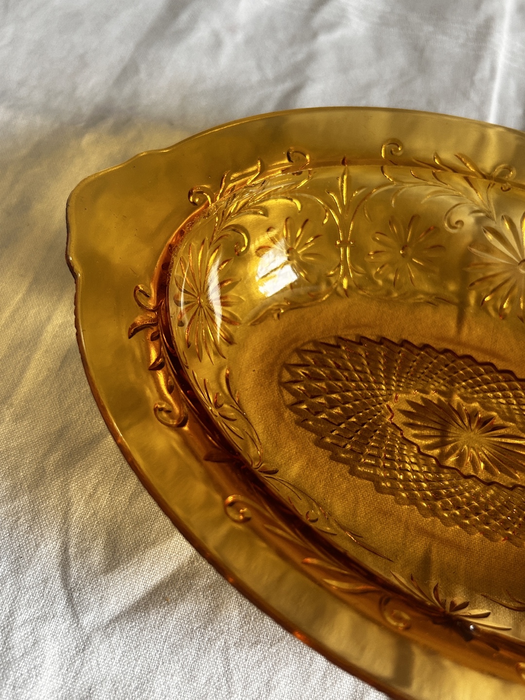 Vintage Amber Glass Serving Dish - photo 3