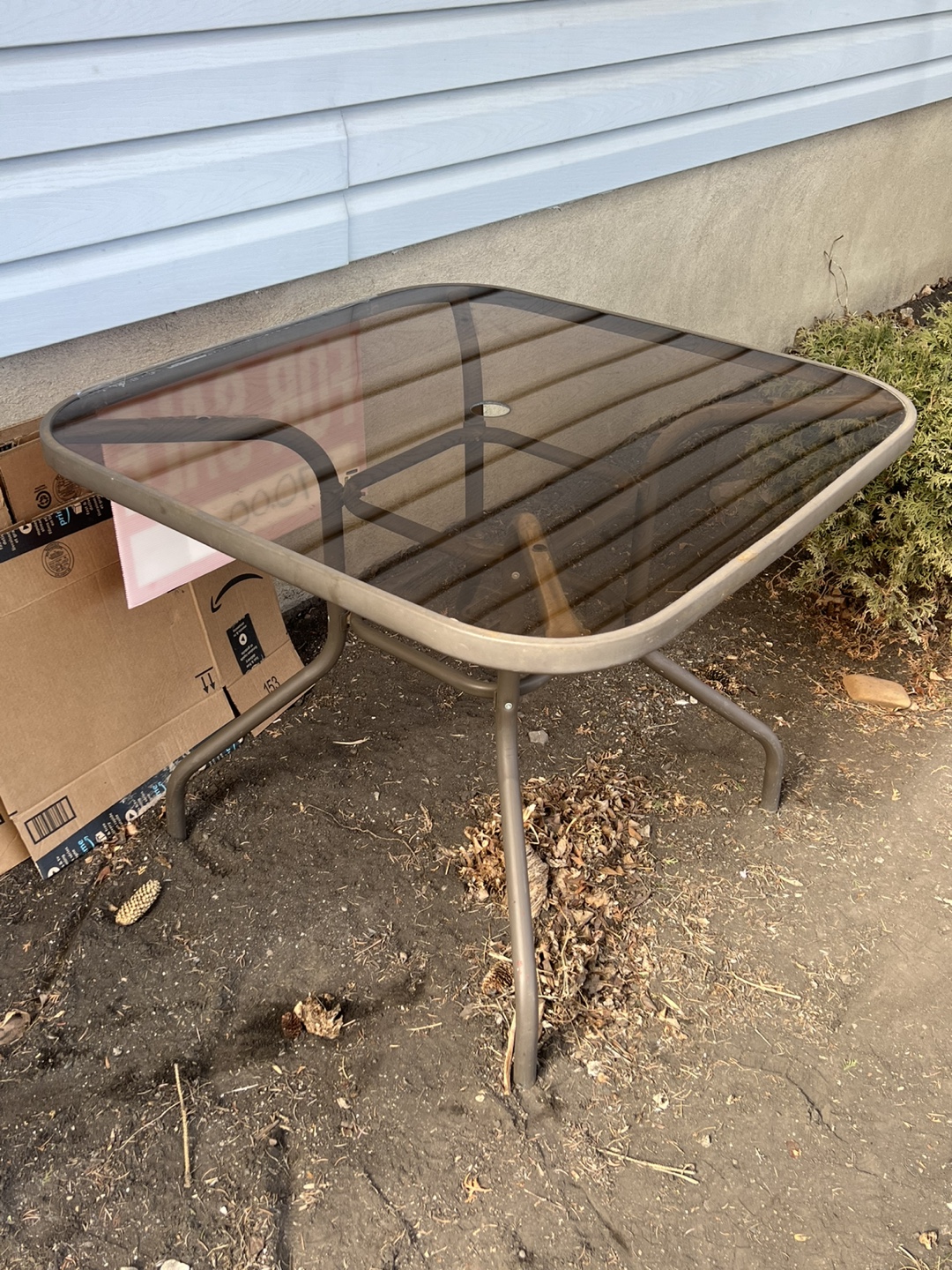 Square Glass Top Patio Table