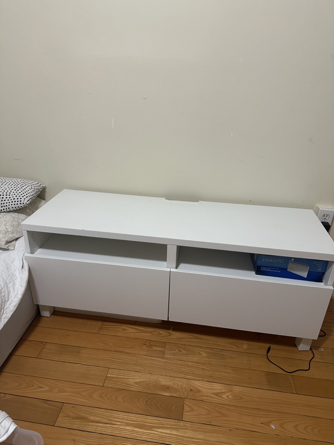 White TV Stand with Two Drawers - photo 2