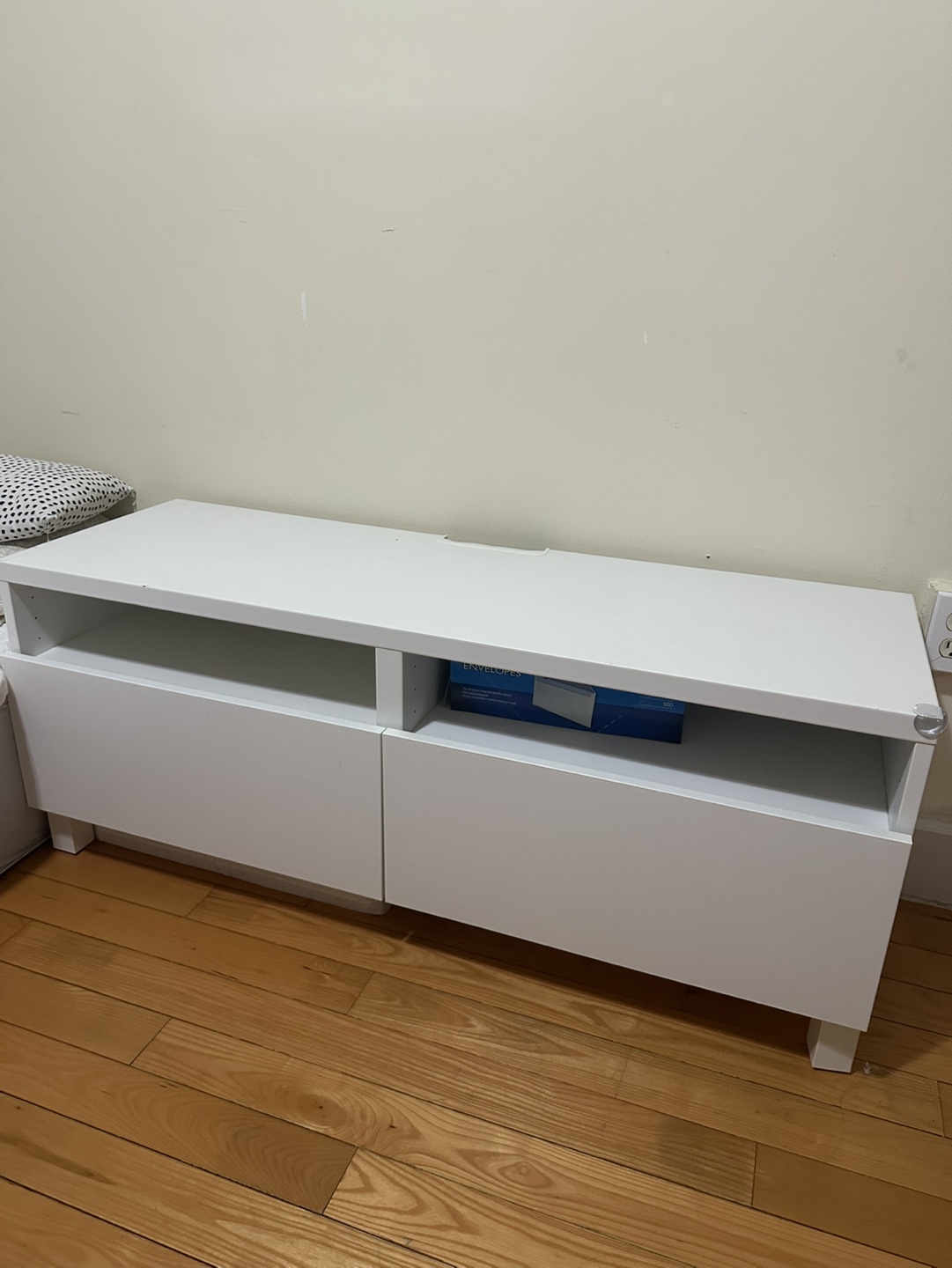 White TV Stand with Two Drawers