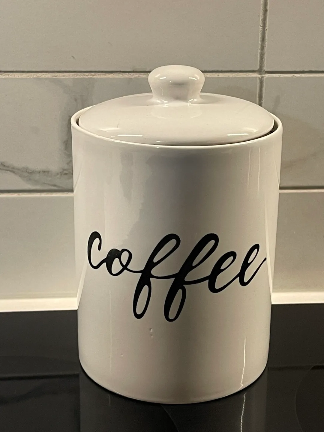 White Ceramic Coffee Container with Lid thumbnail