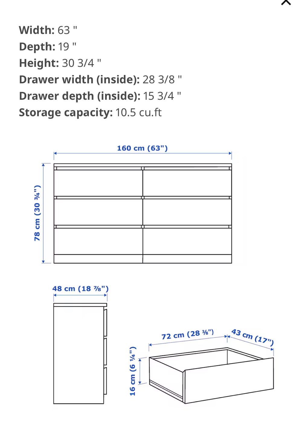 IKEA MALM 6-Drawer Dresser - Black-Brown - photo 3
