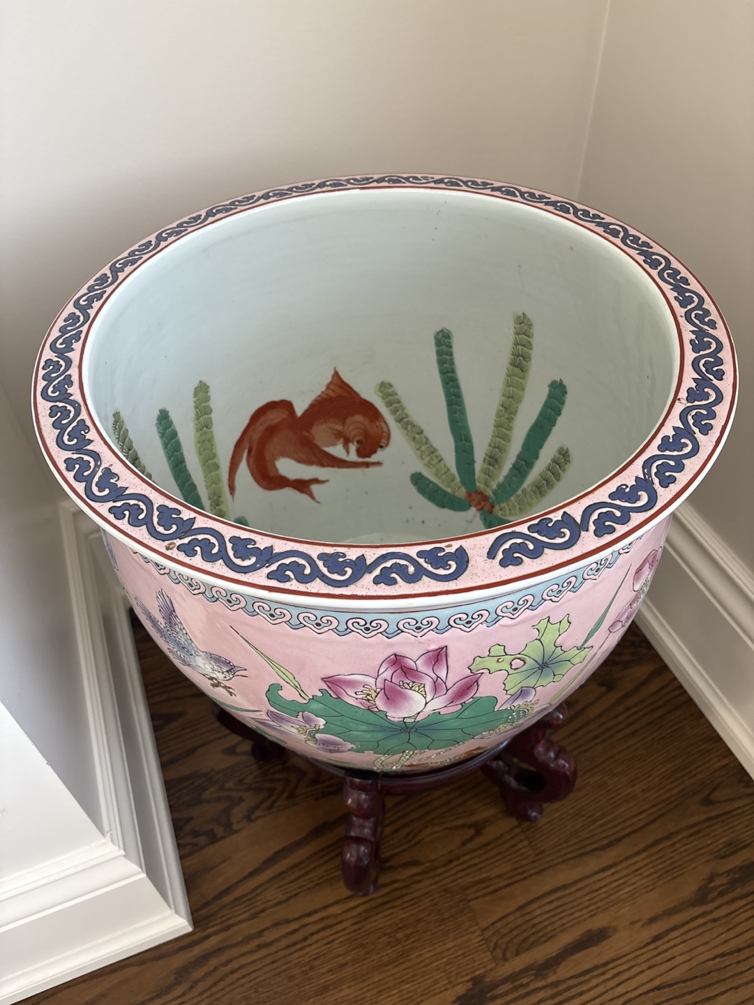 Large Asian-Style Porcelain Planter with Stand - photo 2