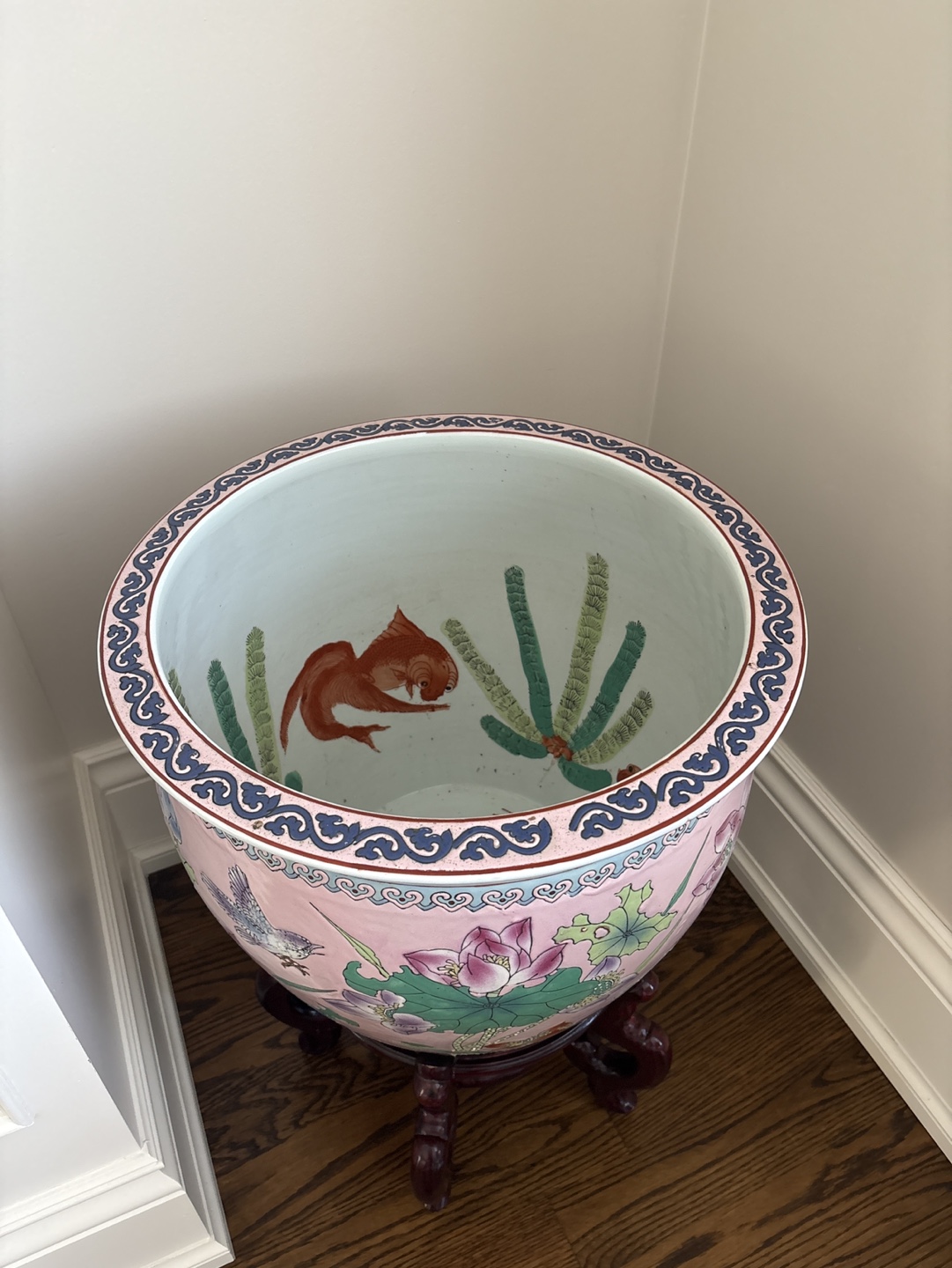 Large Asian-Style Porcelain Planter with Stand - photo 4