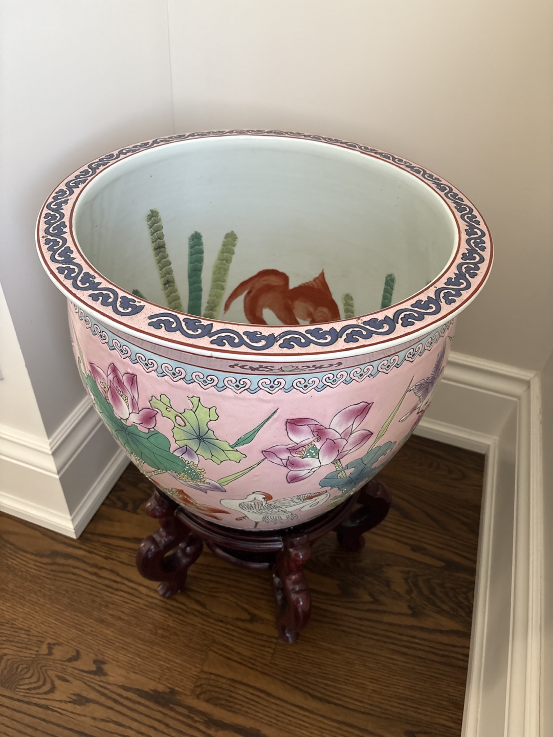 Large Asian-Style Porcelain Planter with Stand - photo 5