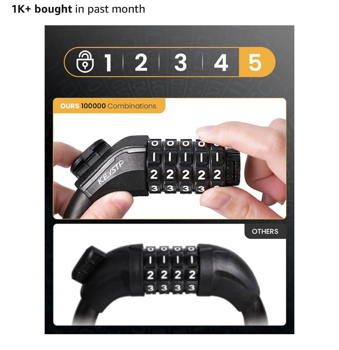 Resetable Combination Bike Lock with Mount - photo 5