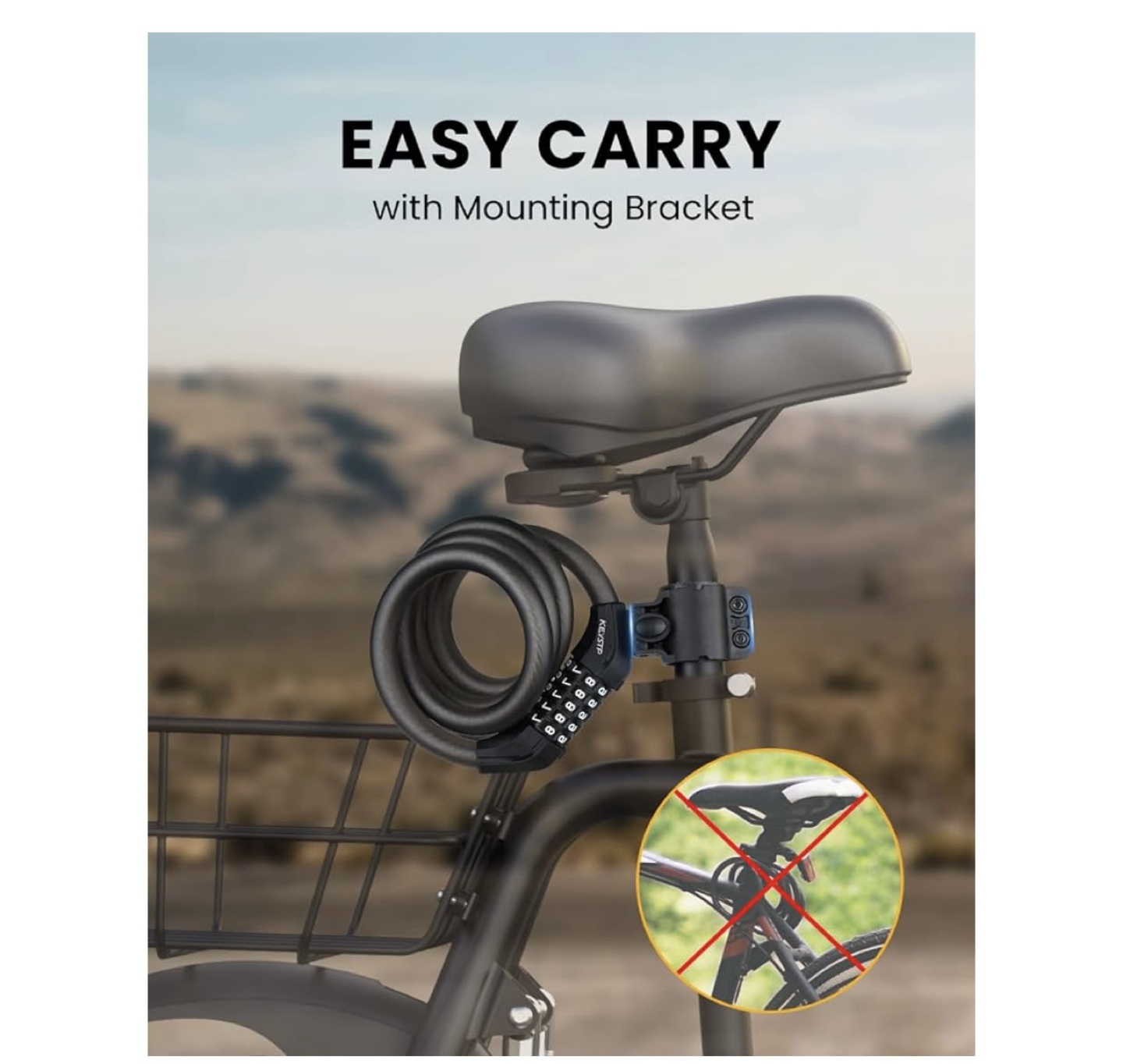 Resetable Combination Bike Lock with Mount - photo 4