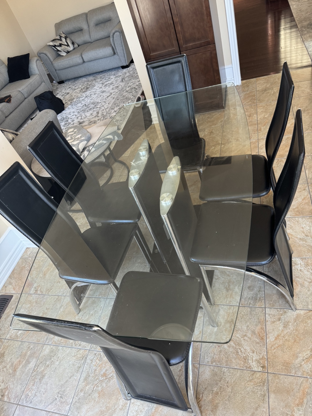 Glass top dining table with six chairs - photo 2