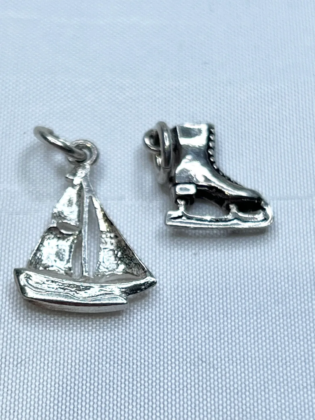 Vintage Silver sailboat and ice skate charms charm bracelet image indicator(3)