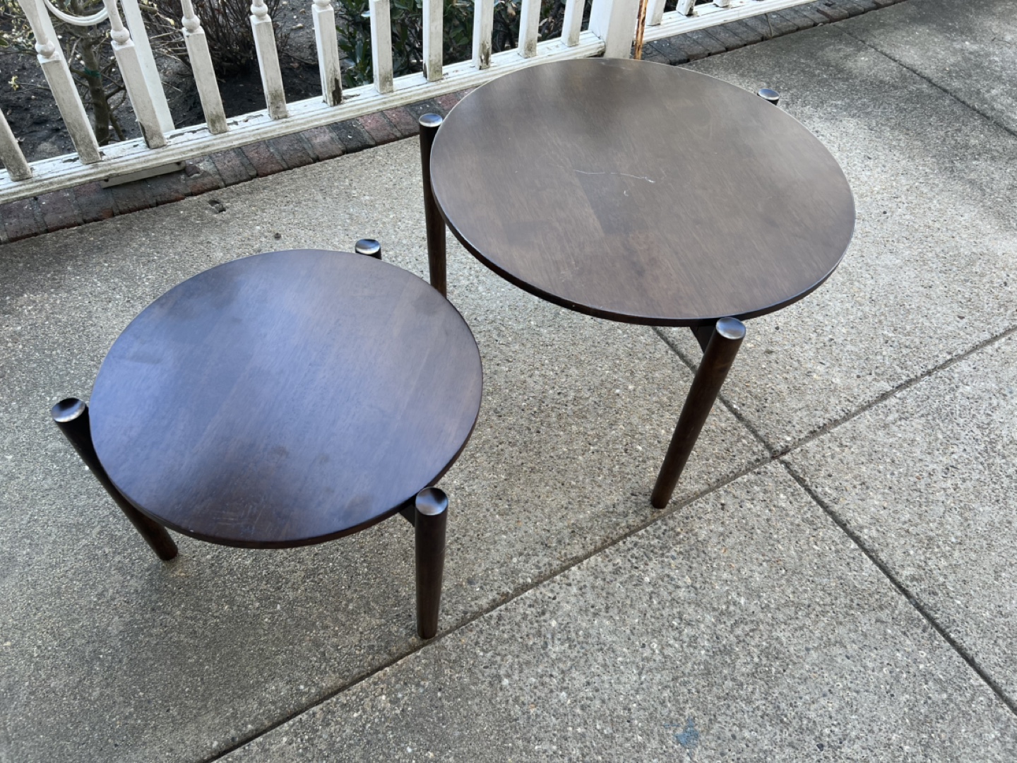 2 Brown Wooden Tables