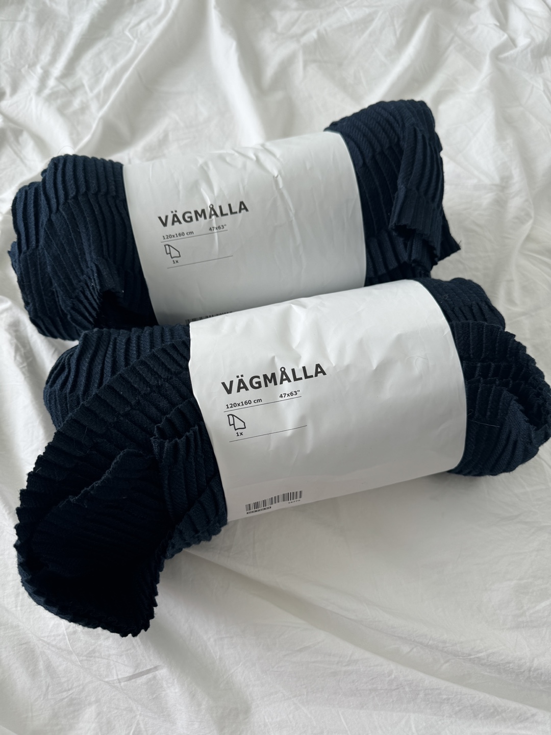 Two IKEA VÄGMALLA Dark Grey Pleated Throws