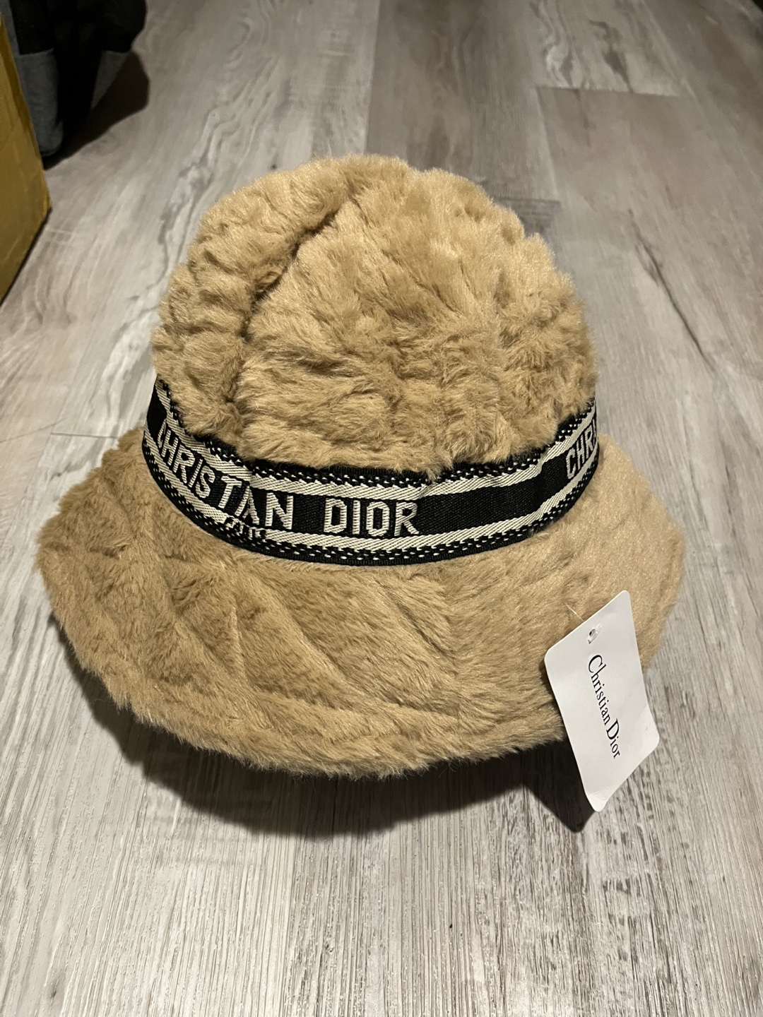 Christian Dior Faux Fur Bucket Hats - Black & Tan
