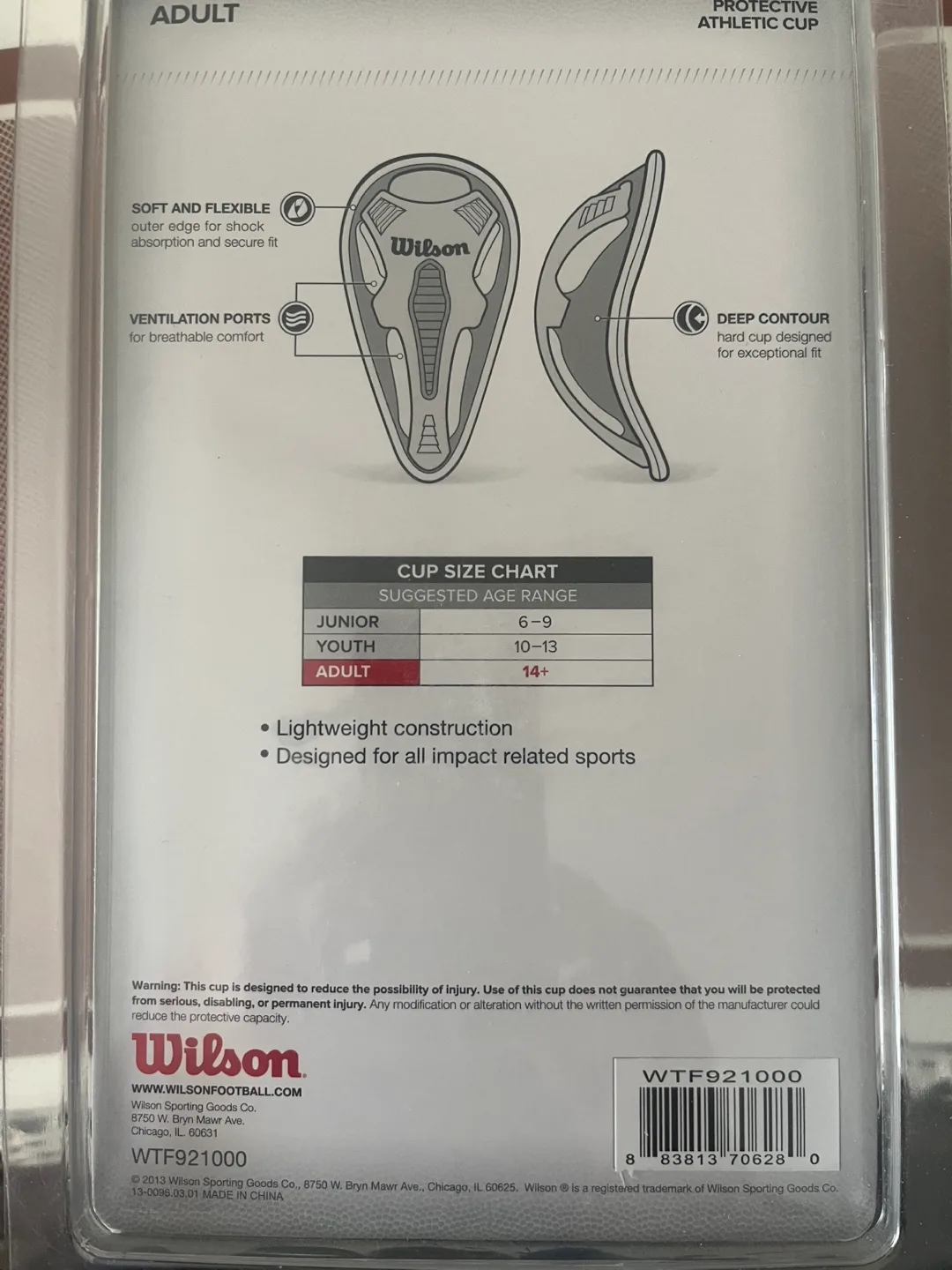 NEW Wilson Athletic Baseball Protective Cup - Adult Size image indicator(2)