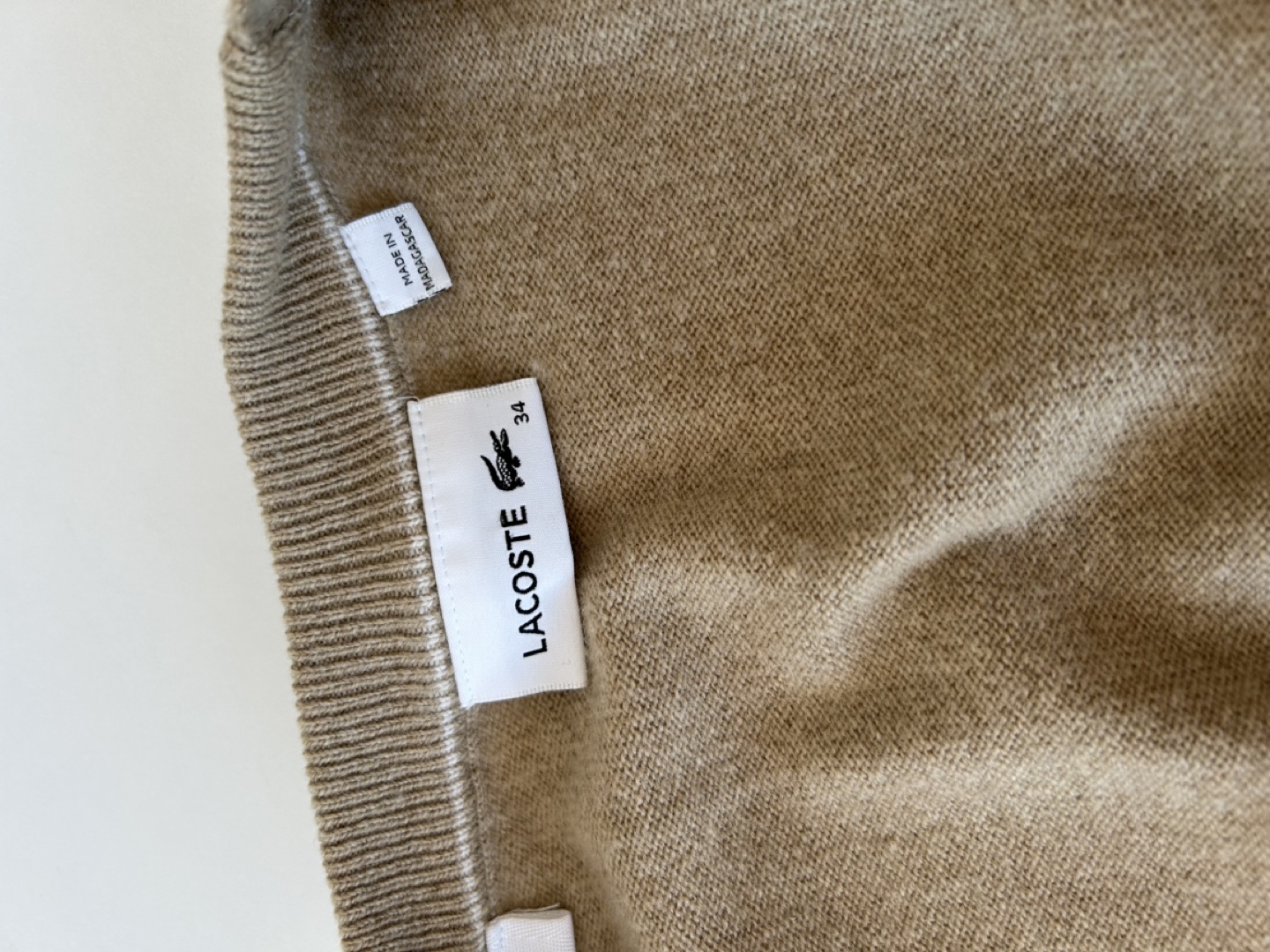 Lacoste Beige Cardigan Sweater Size 34 - photo 4