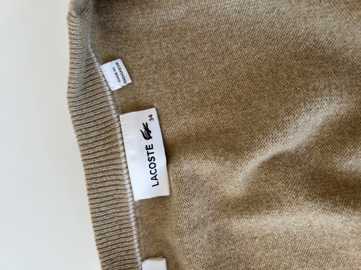 Lacoste Beige Cardigan Sweater Size 34 - photo 3