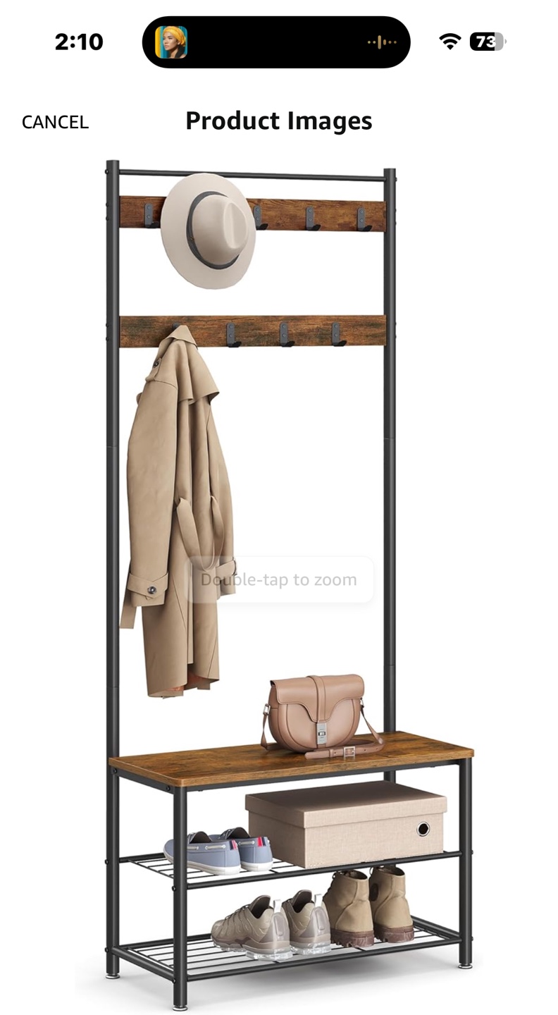 VASAGLE Coat Rack, Bench, Shoe Rack