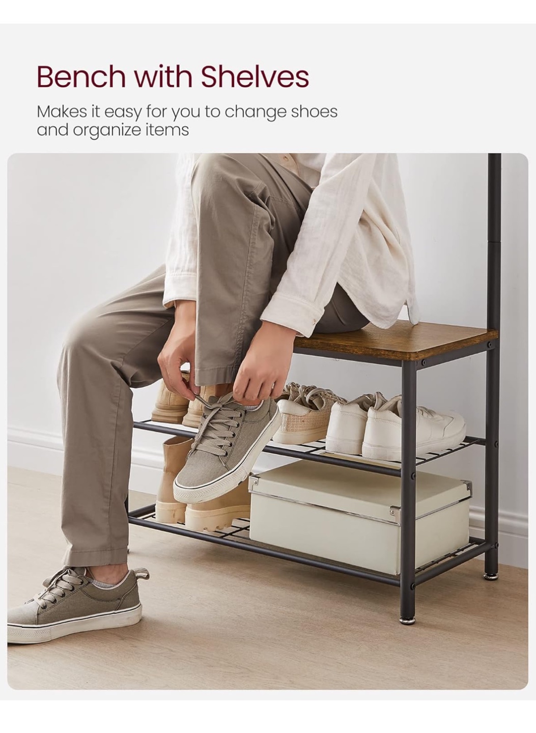 VASAGLE Coat Rack, Bench, Shoe Rack - photo 2