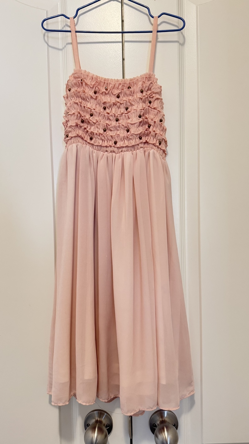 Pink girls' dress with embellished bodice