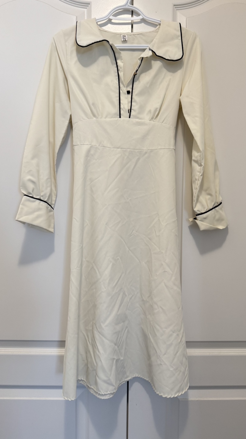 Off-White Collared Long Dress