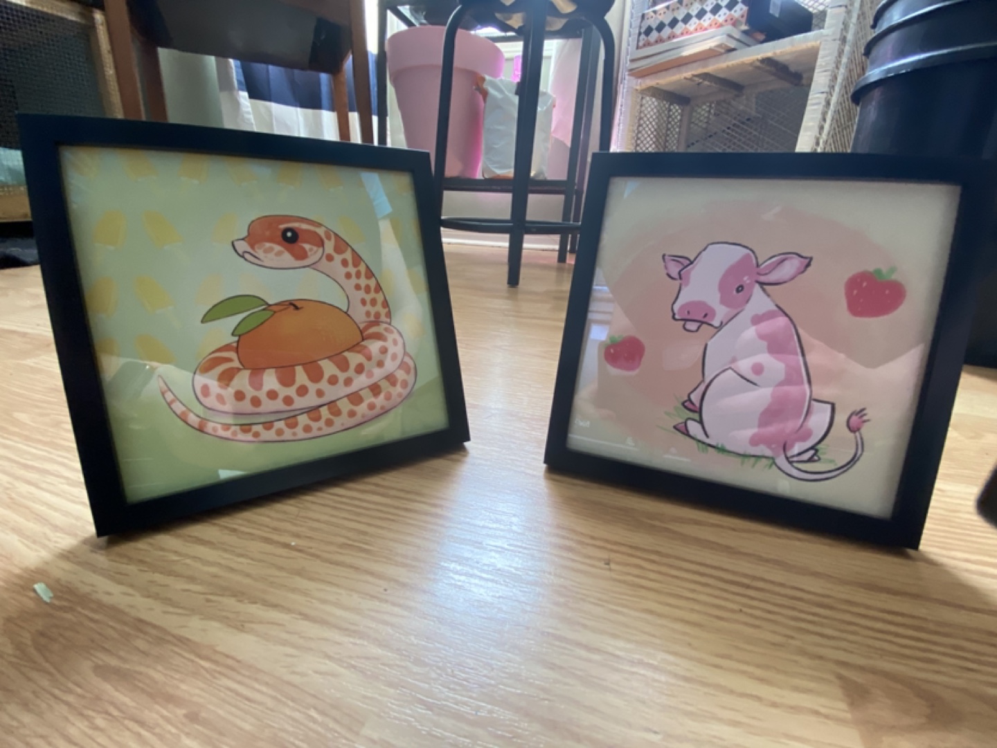 Cute animals w/ food - framed prints - photo 2