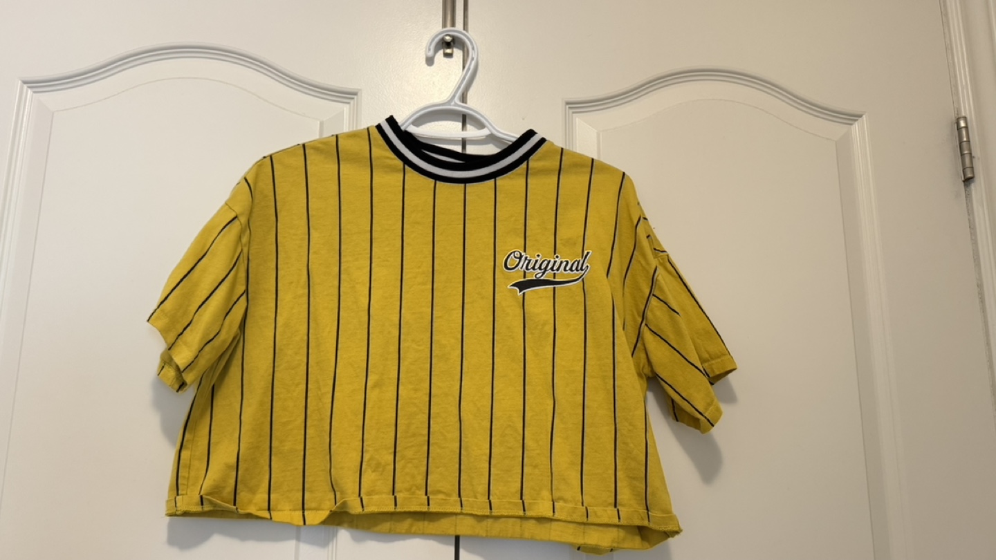 Mustard Yellow Striped Crop Top