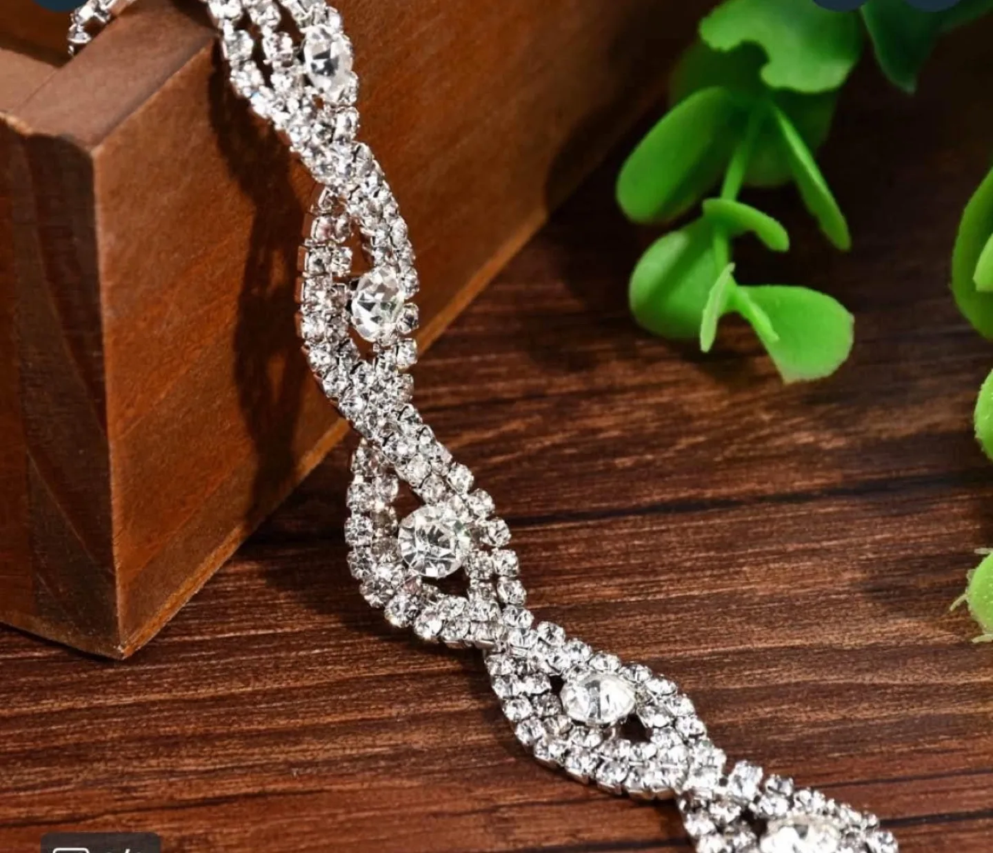 Rhinestone Bracelet - Elegant Silver Tone Crystal Bracelet image indicator(2)