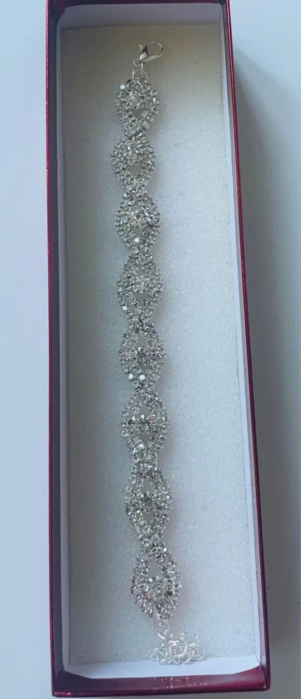 Rhinestone Bracelet - Elegant Silver Tone Crystal Bracelet image indicator(3)