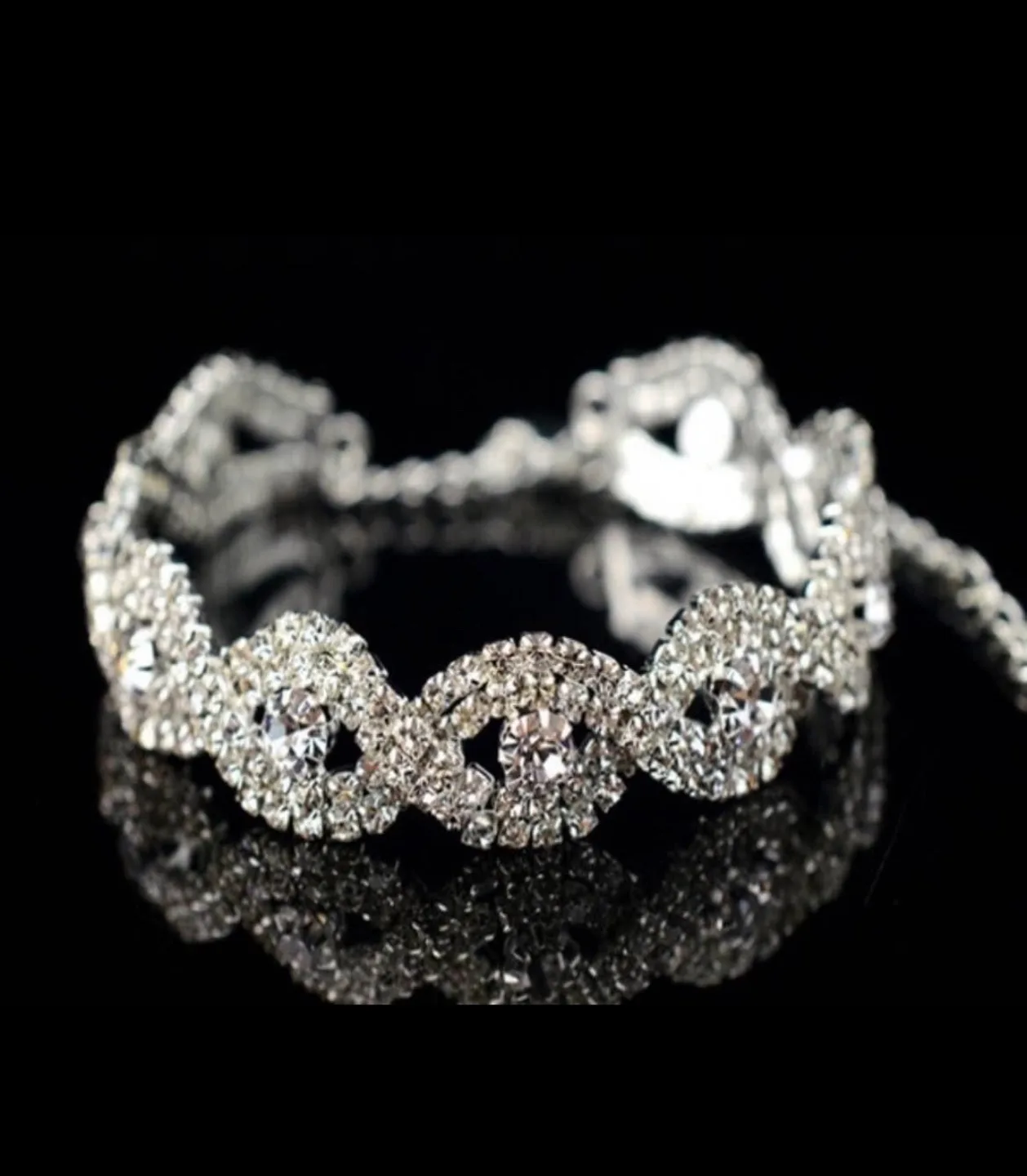 Rhinestone Bracelet - Elegant Silver Tone Crystal Bracelet image indicator(4)