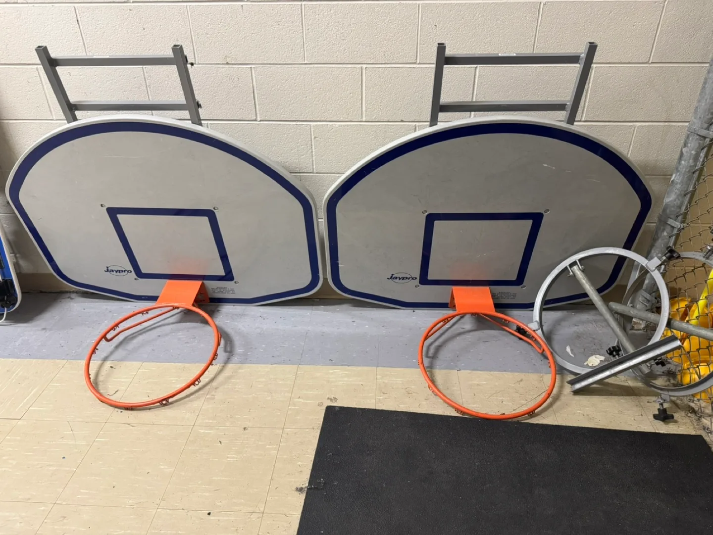 Two Jaypro Basketball Backboards with Hoops thumbnail