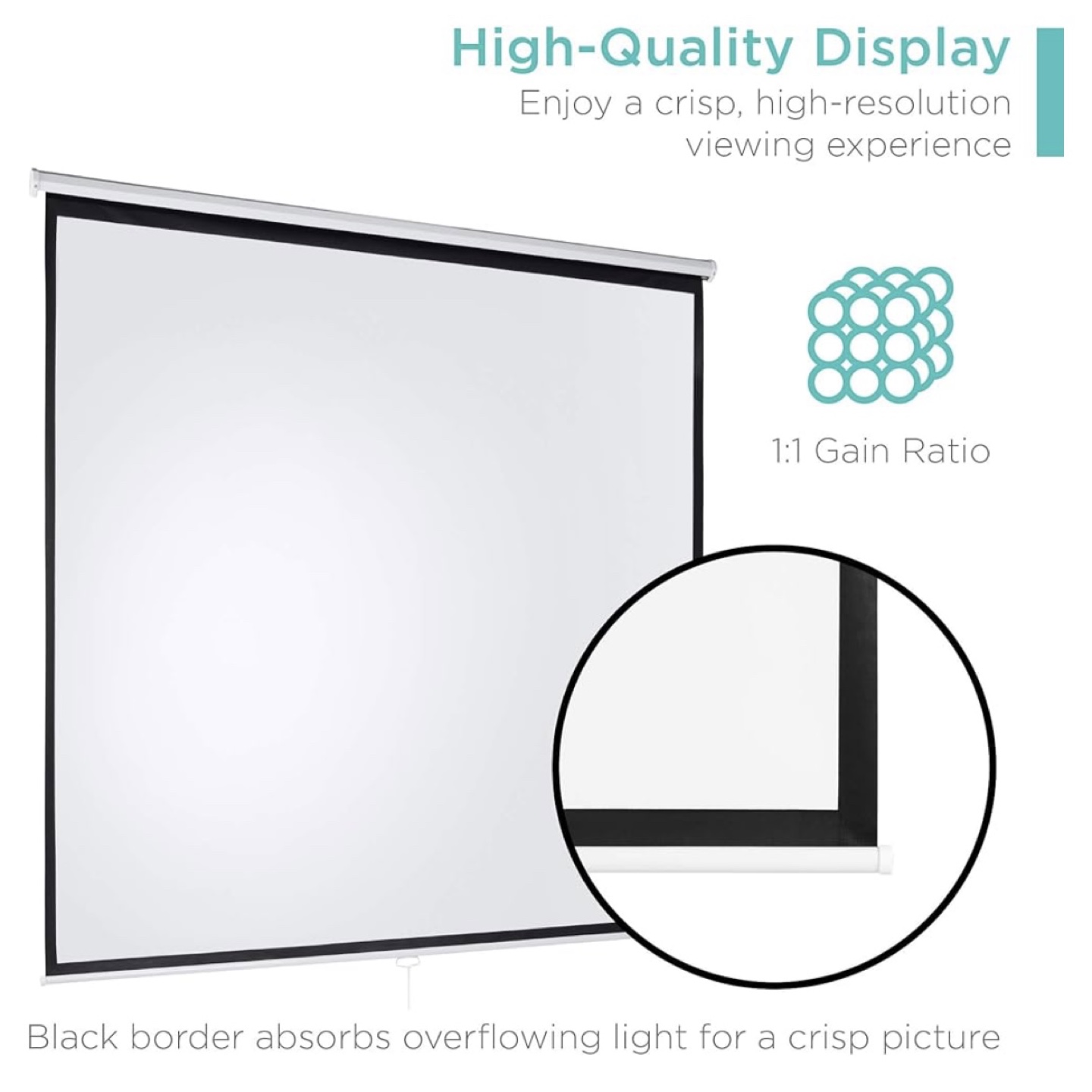 84" Manual Pull-Down Projector Screen - High-Quality Display - photo 4