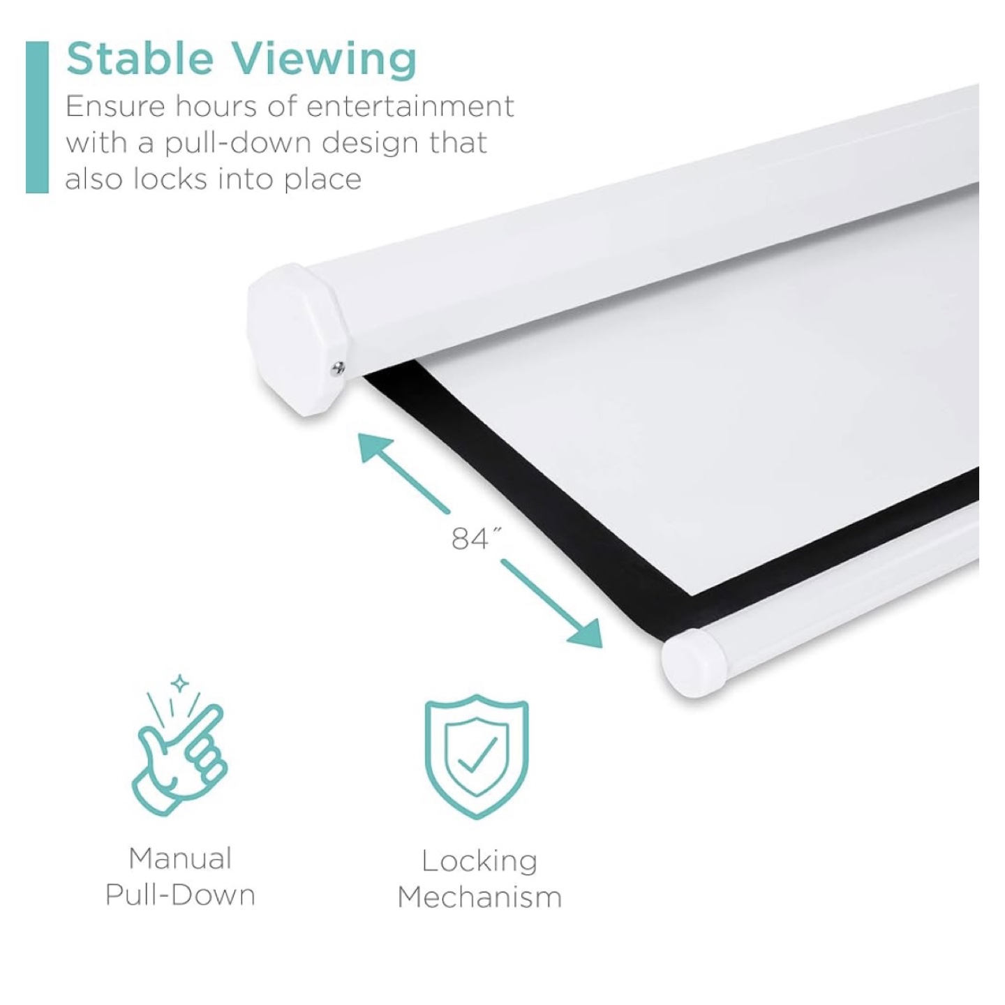84" Manual Pull-Down Projector Screen - High-Quality Display - photo 3