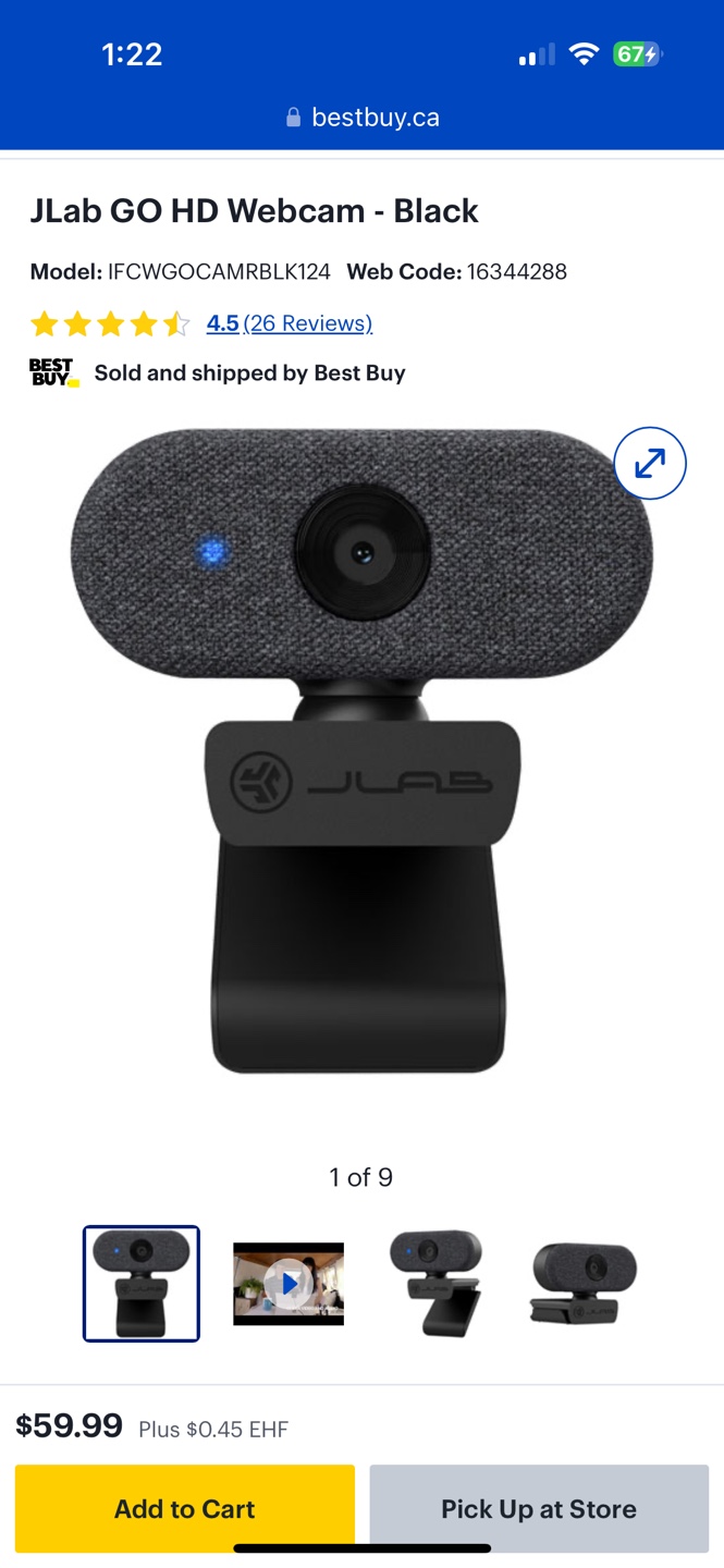 JLab GO HD Webcam - Black - photo 2