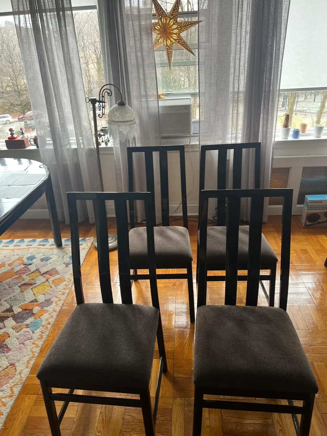 Black Dining Table and Four Chairs Set image indicator(3)