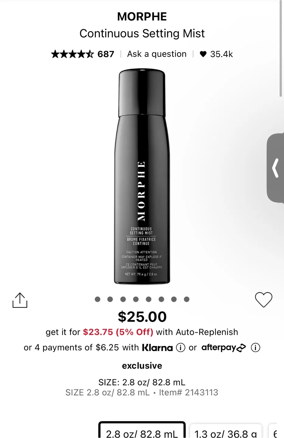 Morphe Continuous Setting Mist 2.8 oz image indicator(2)