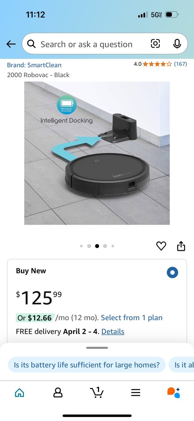 SmartClean 2000 Robovac - Black
