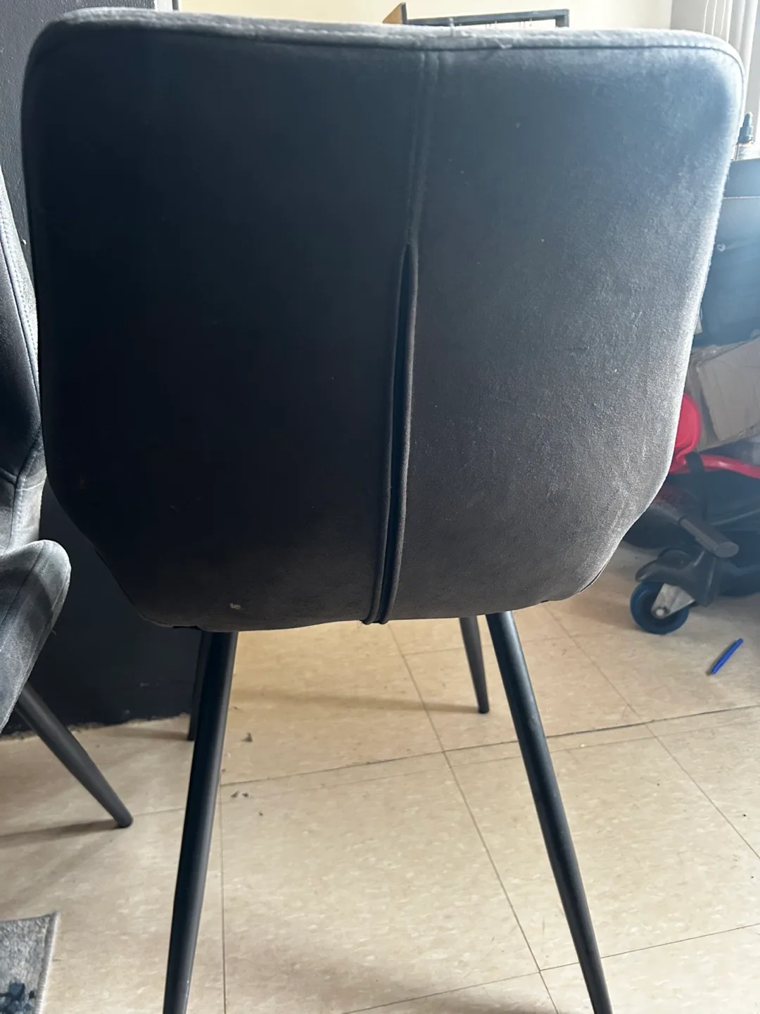 🧚🏻‍♂️Pair of Dark Grey Velvet Dining Chairs with Black Legs image indicator(2)