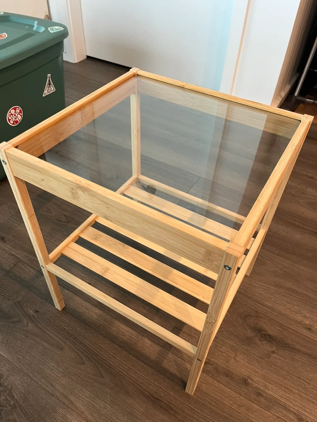 Bamboo Side Table with Glass Top thumbnail