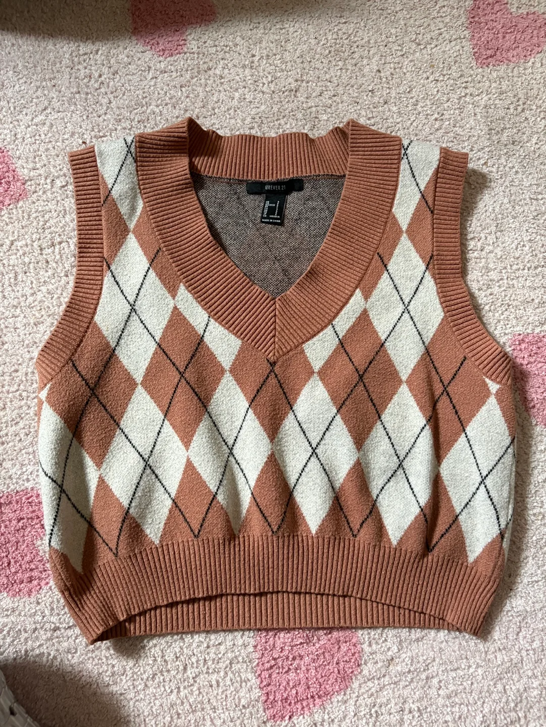 Brown and Beige Argyle Knit Vest thumbnail